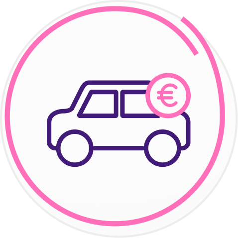 Auto kredīta, līzinga simbols ar eiro zīmi