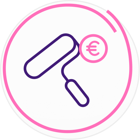 Krāsas rullis ar eiro zīmi, remontam